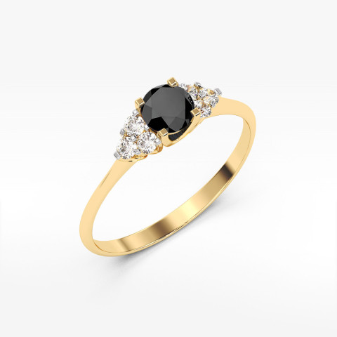 Pierścionek PV-181 Czarny Diament 0,50ct żółte złoto