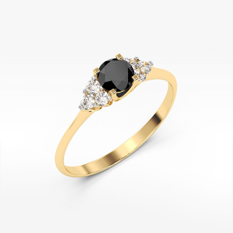Pierścionek PV-181 Czarny Diament 0,50ct żółte złoto