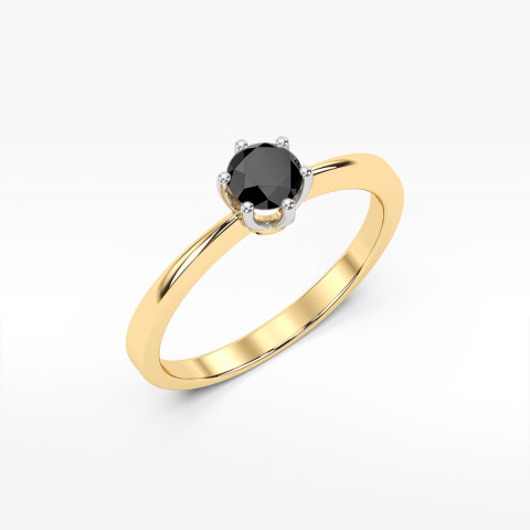 Pierścionek z żółtego złota z czarnym diamentem - próba 585 0,50CT w0482.Z3.DIB.02