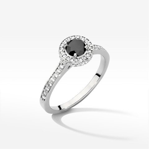 Pierścionek z białego złota z czarnym diamentem - próba 585 0,883CT w0508.B3.DIB.02