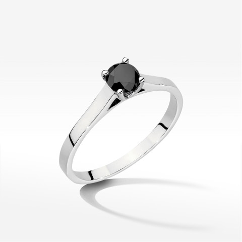Pierścionek z białego złota z czarnym diamentem - próba 585 0,50CT w0526.B3.DIB.02