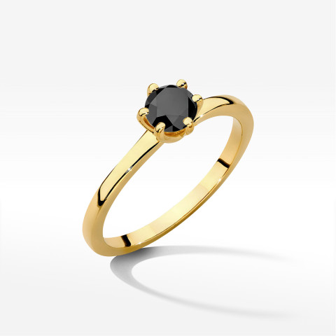 Pierścionek z żółtego złota z czarnym diamentem - próba 585 0,50CT w0535.Z3.DIB.03