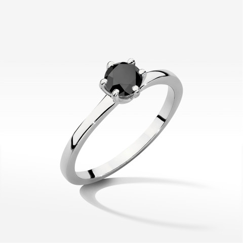 Pierścionek z białego złota z czarnym diamentem - próba 585 0,50CT w0535.B3.DIB.03
