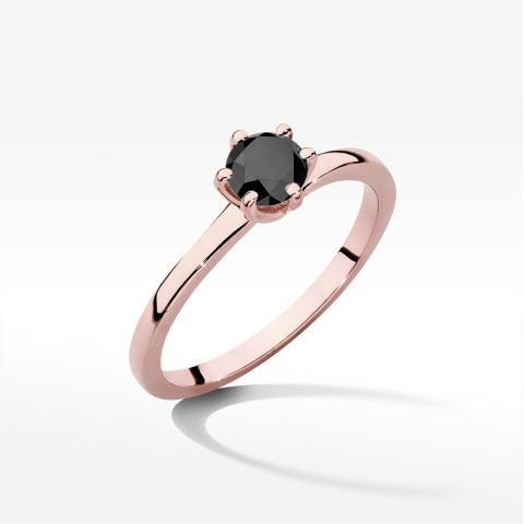 Pierścionek z różowego złota z czarnym diamentem - próba 585 0,50CT w0535.R3.DIB.03