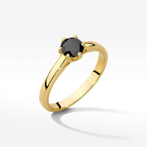 Pierścionek z żółtego złota z czarnym diamentem - próba 585 0,50CT w0540.Z3.DIB.03