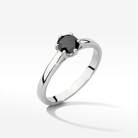 Pierścionek z białego złota z czarnym diamentem - próba 585 0,50CT w0540.B3.DIB.03