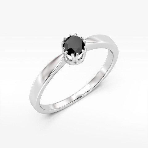 Pierścionek z białego złota z czarnym diamentem - próba 585 0,50CT w0541.B3.DIB.02