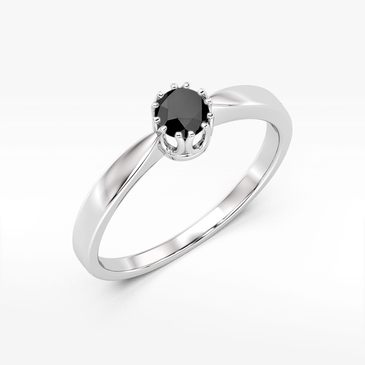 Pierścionek z białego złota z czarnym diamentem - próba 585 0,50CT w0541.B3.DIB.02