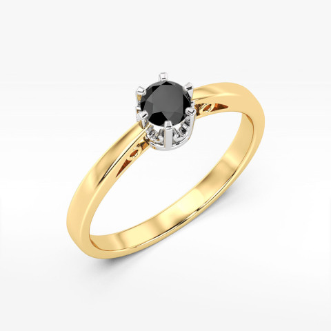 Pierścionek z żółtego złota z czarnym diamentem - próba 585 0,50CT w0542.Z3.DIB.02