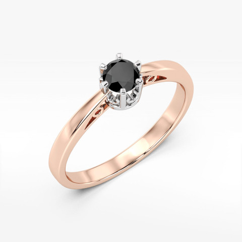 Pierścionek z różowego złota z czarnym diamentem - próba 585 0,50CT w0542.R3.DIB.02