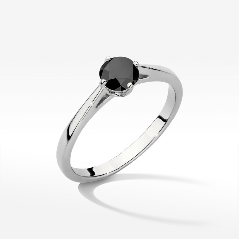 Pierścionek z białego złota z czarnym diamentem - próba 585 0,50CT w0543.B3.DIB.02