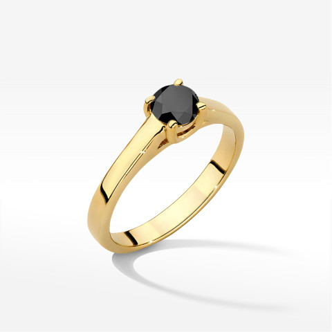 Pierścionek z żółtego złota z czarnym diamentem - próba 585 0,50CT w0544.Z3.DIB.02