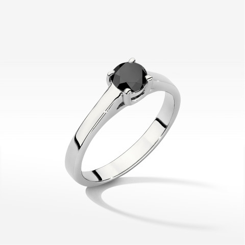 Pierścionek z białego złota z czarnym diamentem - próba 585 0,50CT w0544.B3.DIB.02
