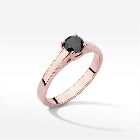 Pierścionek z różowego złota z czarnym diamentem - próba 585 0,50CT w0544.R3.DIB.02