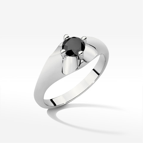 Pierścionek z białego złota z czarnym diamentem - próba 585 0,50CT w0545.B3.DIB.02