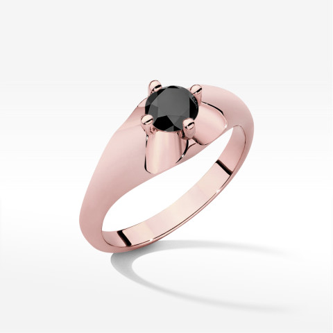 Pierścionek z różowego złota z czarnym diamentem - próba 585 0,50CT w0545.R3.DIB.02