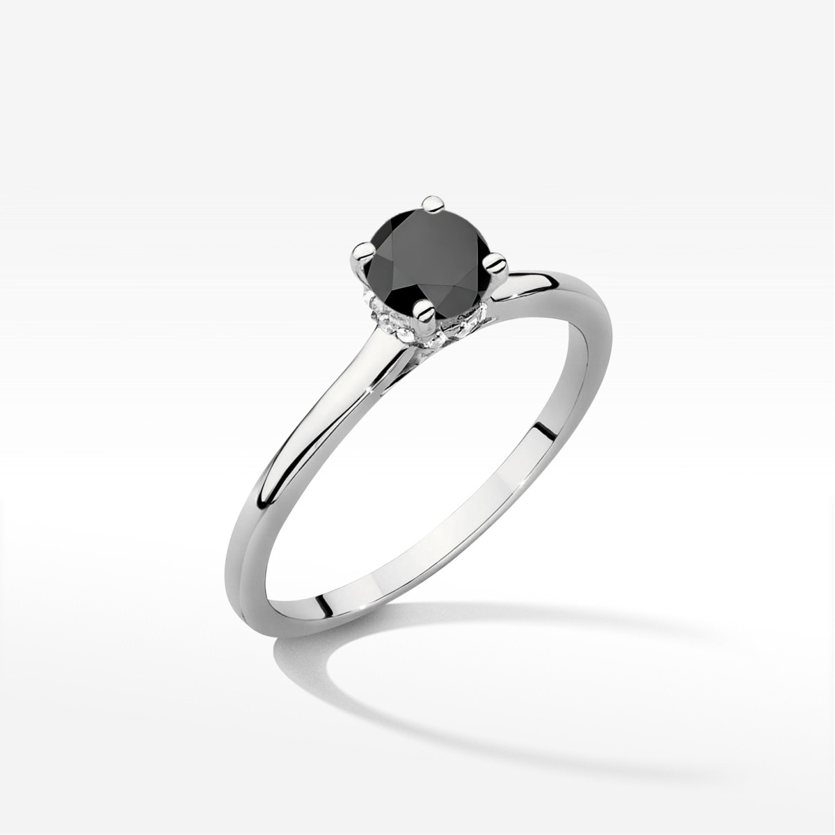 Pierścionek z białego złota z czarnym diamentem - próba 585 0,56CT w0547.B3.DIB.02