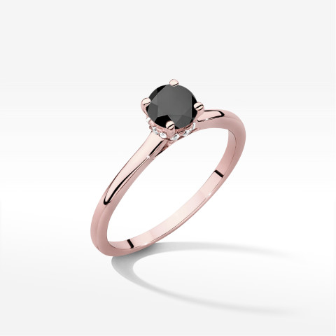 Pierścionek z różowego złota z czarnym diamentem - próba 585 0,56CT w0547.R3.DIB.02
