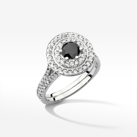 Pierścionek z białego złota z czarnym diamentem - próba 585 1,113CT w0549.B3.DIB.02