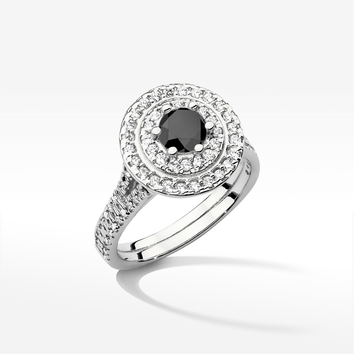 Pierścionek z białego złota z czarnym diamentem - próba 585 1,113CT w0549.B3.DIB.02
