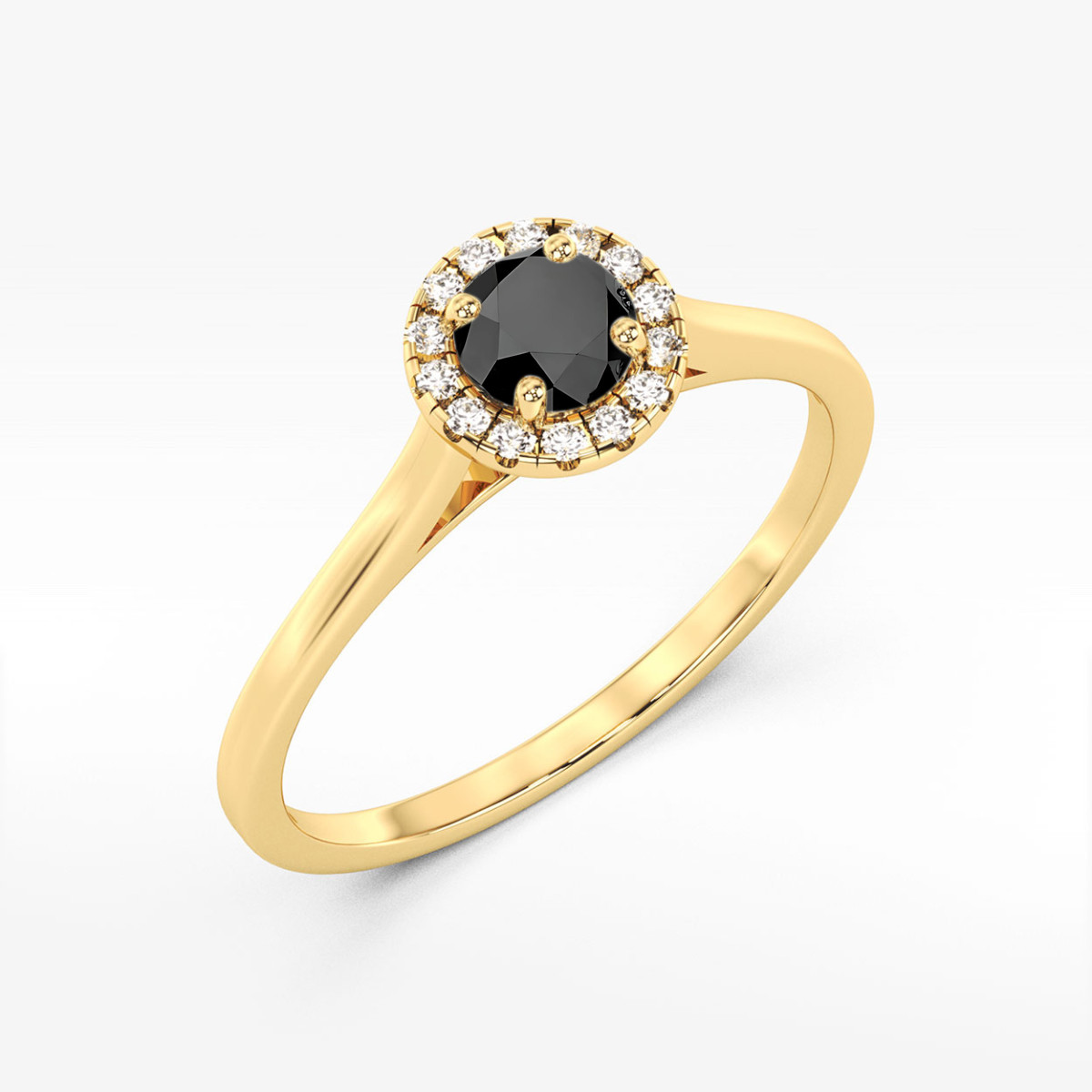 Pierścionek z żółtego złota z czarnym diamentem - próba 585 0,62CT w0550.Z3.DIB.02