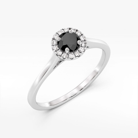 Pierścionek z białego złota z czarnym diamentem - próba 585 0,62CT w0550.B3.DIB.02