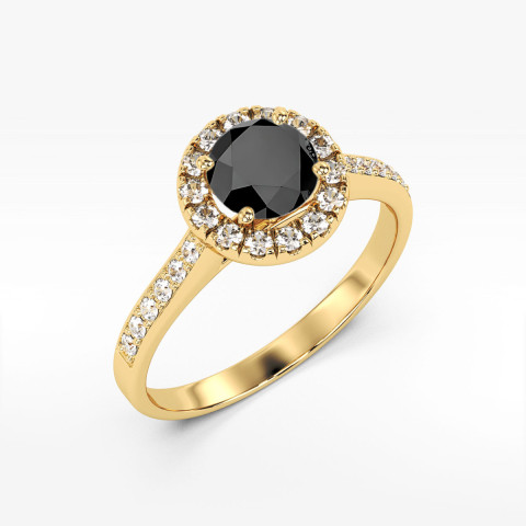 Pierścionek z żółtego złota z czarnym diamentem - próba 585 0,741CT w0551.Z3.DIB.02