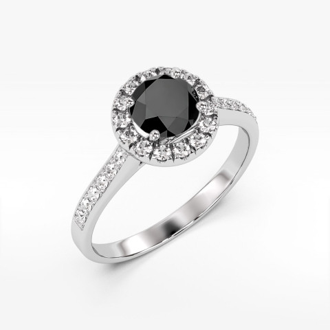 Pierścionek z białego złota z czarnym diamentem - próba 585 0,741CT w0551.B3.DIB.02