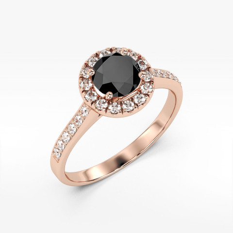 Pierścionek z różowego złota z czarnym diamentem - próba 585 0,741CT w0551.R3.DIB.02