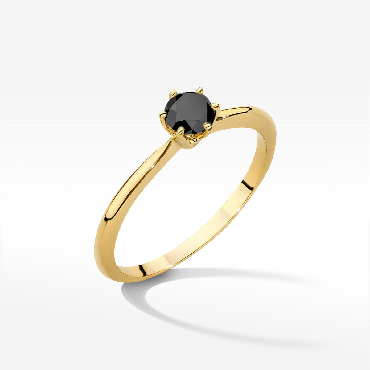 Pierścionek z żółtego złota z czarnym diamentem - próba 585 0,50CT W0553.Z3.DIB.02