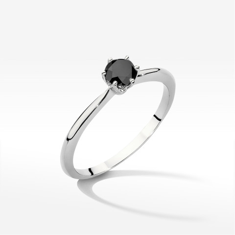 Pierścionek z białego złota z czarnym diamentem - próba 585 0,50CT W0553.B3.DIB.02