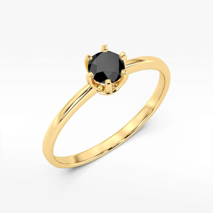 Pierścionek W0563 czarny diament 0,50ct żółte złoto