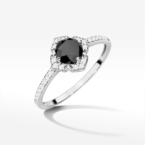 Pierścionek z białego złota z czarnym diamentem - próba 585 0,63CT W0603.B3.DIB.01