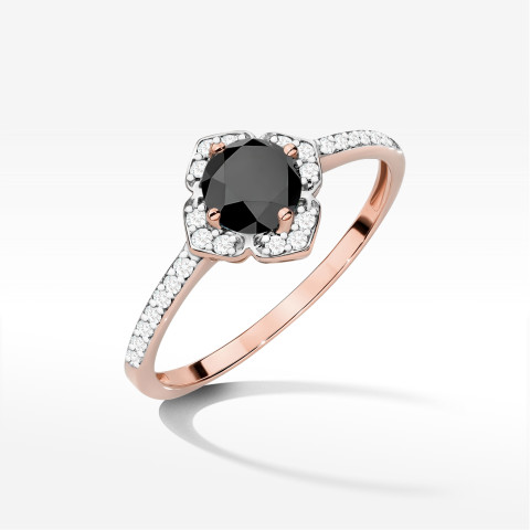 Pierścionek z różowego złota z czarnym diamentem - próba 585 0,63CT W0603.R3.DIB.01