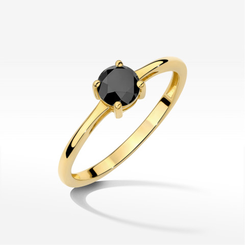 Pierścionek z żółtego złota z czarnym diamentem - próba 585 0,50CT w0656.Z3.DIB.01