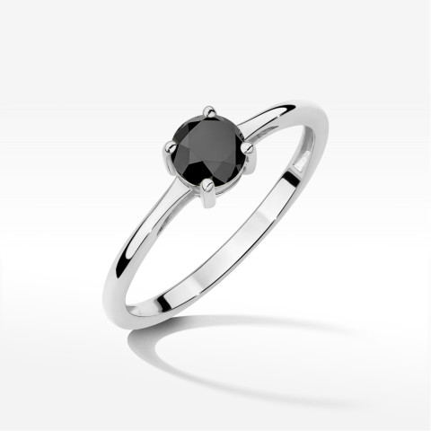 Pierścionek z białego złota z czarnym diamentem - próba 585 0,50CT w0656.B3.DIB.01