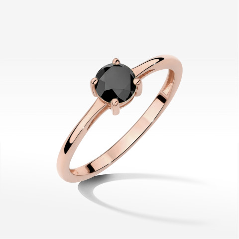 Pierścionek z różowego złota z czarnym diamentem - próba 585 0,50CT w0656.R3.DIB.01