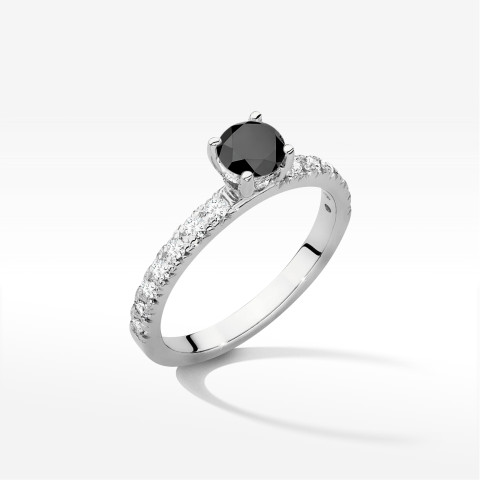 Pierścionek z białego złota z czarnym diamentem - próba 585 0,743CT w0546.B3.DIB.02