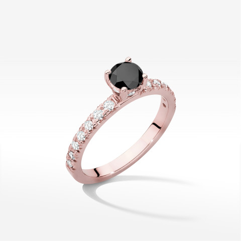 Pierścionek z różowego złota z czarnym diamentem - próba 585 0,743CT w0546.R3.DIB.02