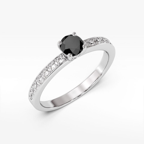 Pierścionek z białego złota z czarnym diamentem - próba 585 0,703CT w0534.B3.DIB.03
