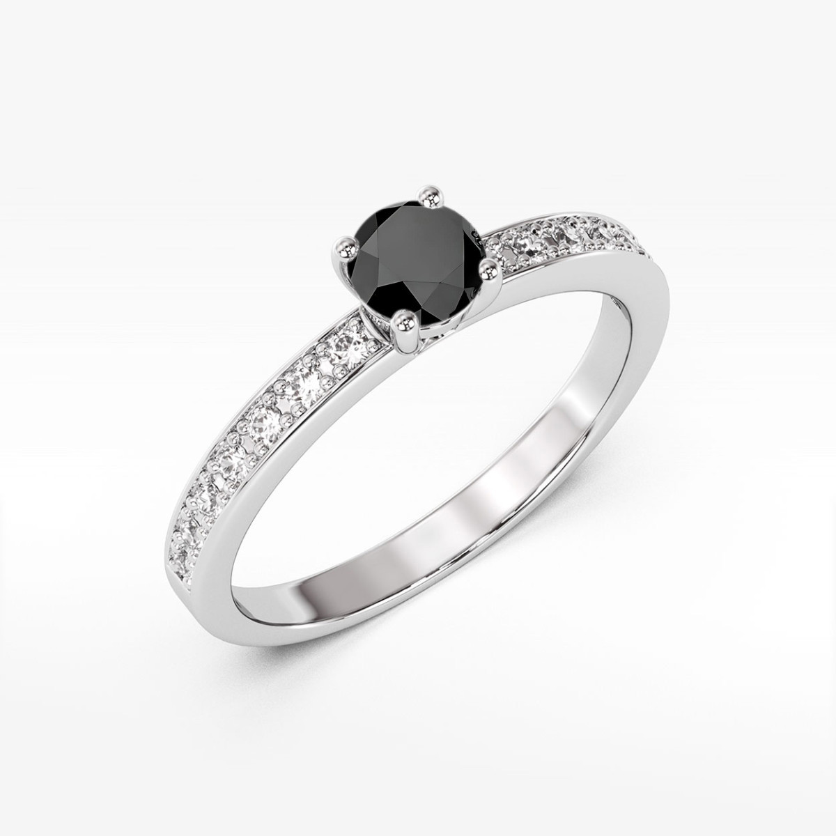 Pierścionek z białego złota z czarnym diamentem - próba 585 0,703CT w0534.B3.DIB.03