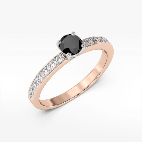 Pierścionek z różowego złota z czarnym diamentem - próba 585 0,703CT w0534.R3.DIB.03