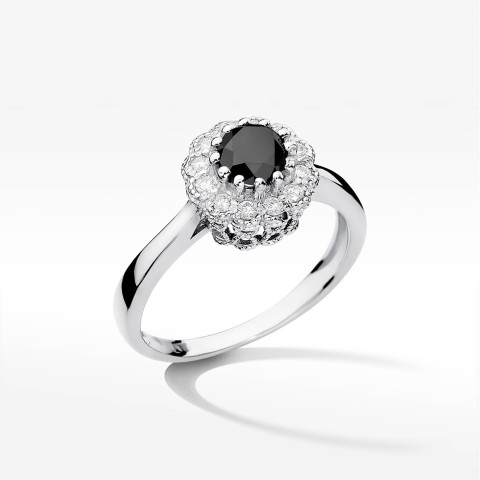 Pierścionek z białego złota z czarnym diamentem - próba 585 0,674CT W0284.B3.DIB.01