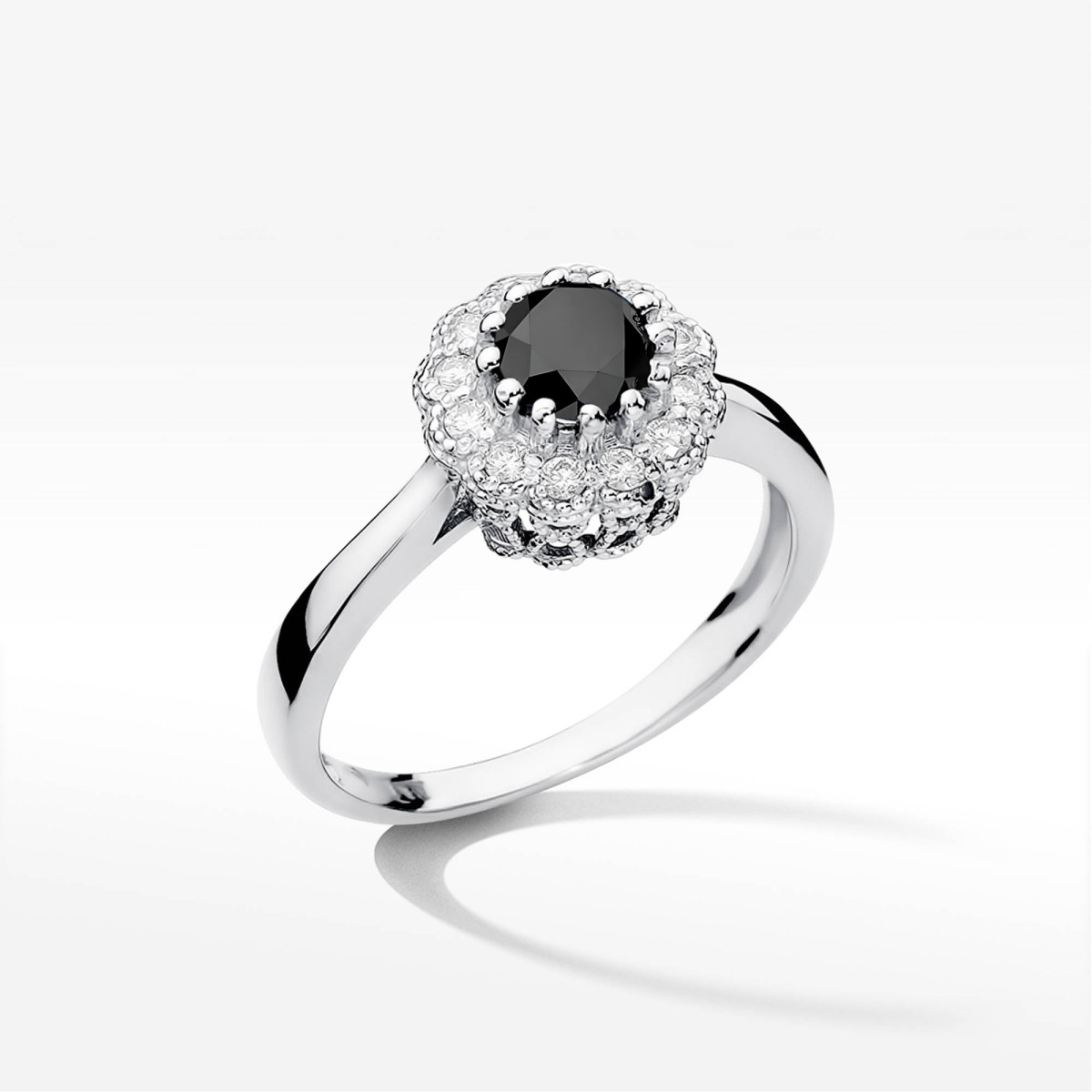 Pierścionek z białego złota z czarnym diamentem - próba 585 0,674CT W0284.B3.DIB.01