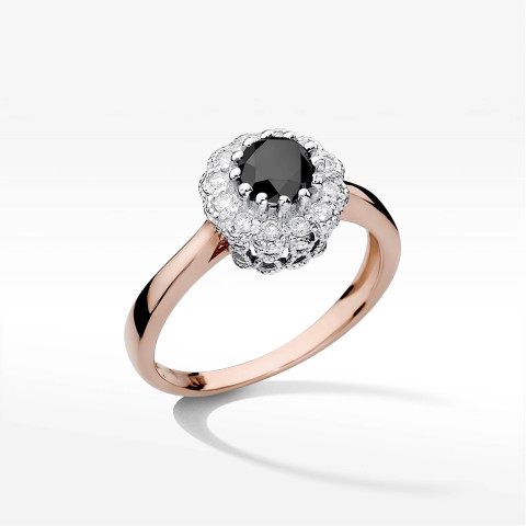 Pierścionek z różowego złota z czarnym diamentem - próba 585 0,674CT W0284.R3.DIB.01