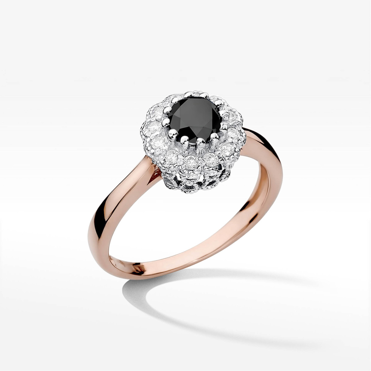 Pierścionek z różowego złota z czarnym diamentem - próba 585 0,674CT W0284.R3.DIB.01