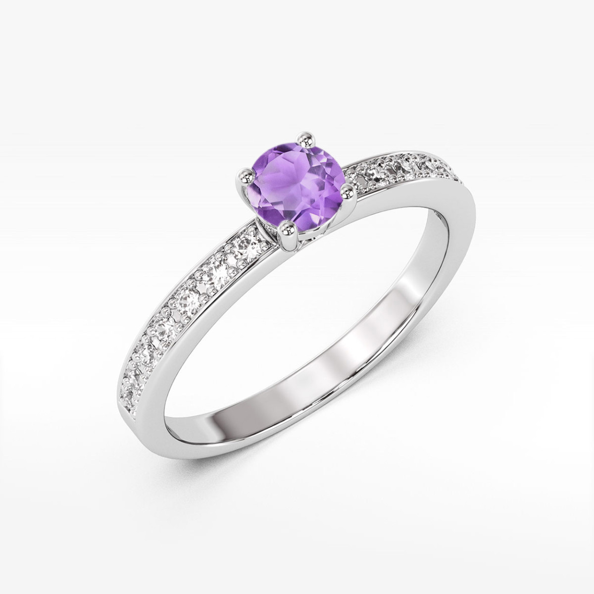 Pierścionek z białego złota z ametystem - próba 585 0,703CT w0534.B3.AMV.03
