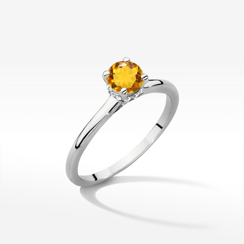 Pierścionek z białego złota z cytrynem - próba 585 0,56CT w0547.B3.CIY.02