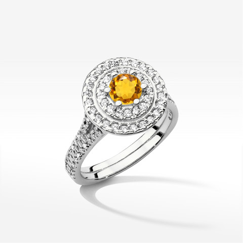 Pierścionek z białego złota z cytrynem - próba 585 1,113CT w0549.B3.CIY.02