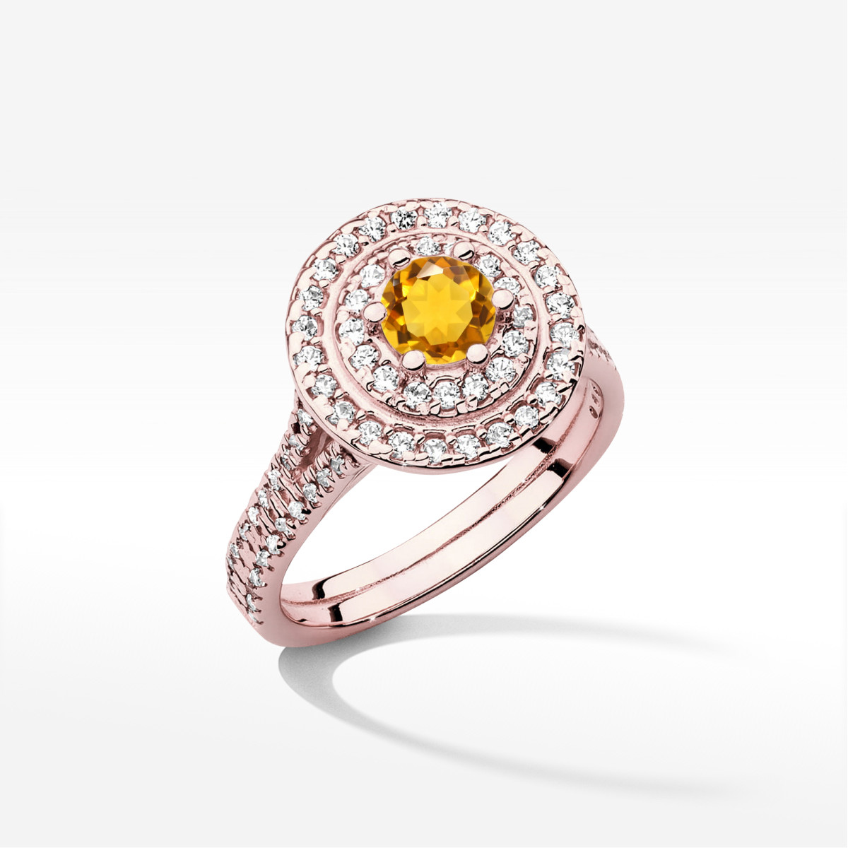 Pierścionek z różowego złota z cytrynem - próba 585 1,113CT w0549.R3.CIY.02